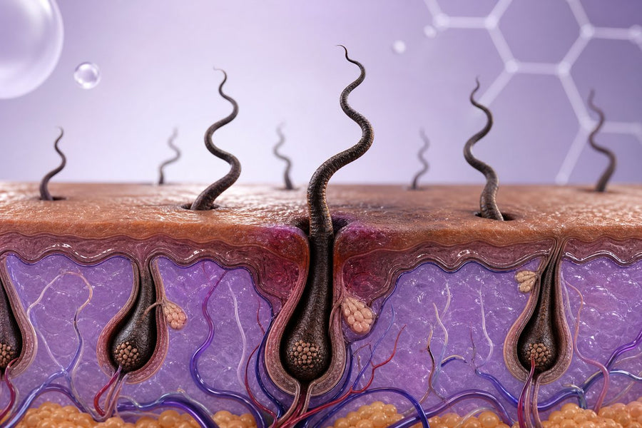 Coarse facial hair root and irritation illustration